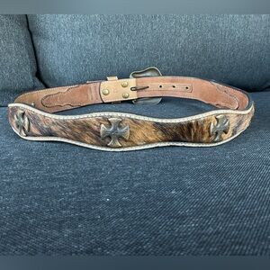 Nocona Men’s Calf Hair Leather Western Cross Accents Size 32